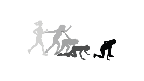 Runner falling down and getting back up